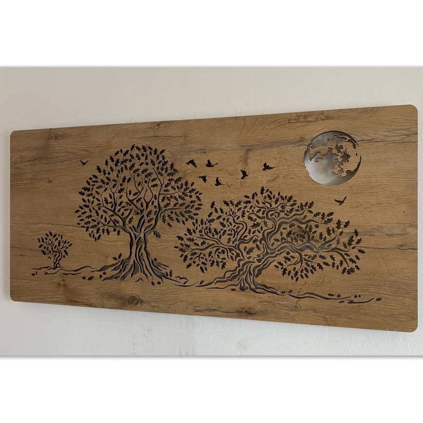 Li-Go 5042/DUB2 - Ρυθμιζόμενο επιτοίχιο διακοσμητικό φωτιστικό LED/24W/230V 110x50 cm βελανιδιά/Τρεις βελανιδιές και φεγγάρι