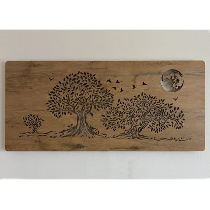 Li-Go 5042/DUB2 - Ρυθμιζόμενο επιτοίχιο διακοσμητικό φωτιστικό LED/24W/230V 110x50 cm βελανιδιά/Τρεις βελανιδιές και φεγγάρι