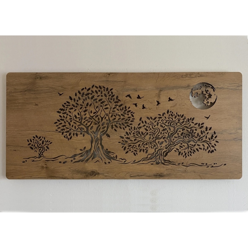 Li-Go 5042/DUB2 - Ρυθμιζόμενο επιτοίχιο διακοσμητικό φωτιστικό LED/24W/230V 110x50 cm βελανιδιά/Τρεις βελανιδιές και φεγγάρι