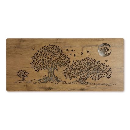 Li-Go 5042/DUB2 - Ρυθμιζόμενο επιτοίχιο διακοσμητικό φωτιστικό LED/24W/230V 110x50 cm βελανιδιά/Τρεις βελανιδιές και φεγγάρι