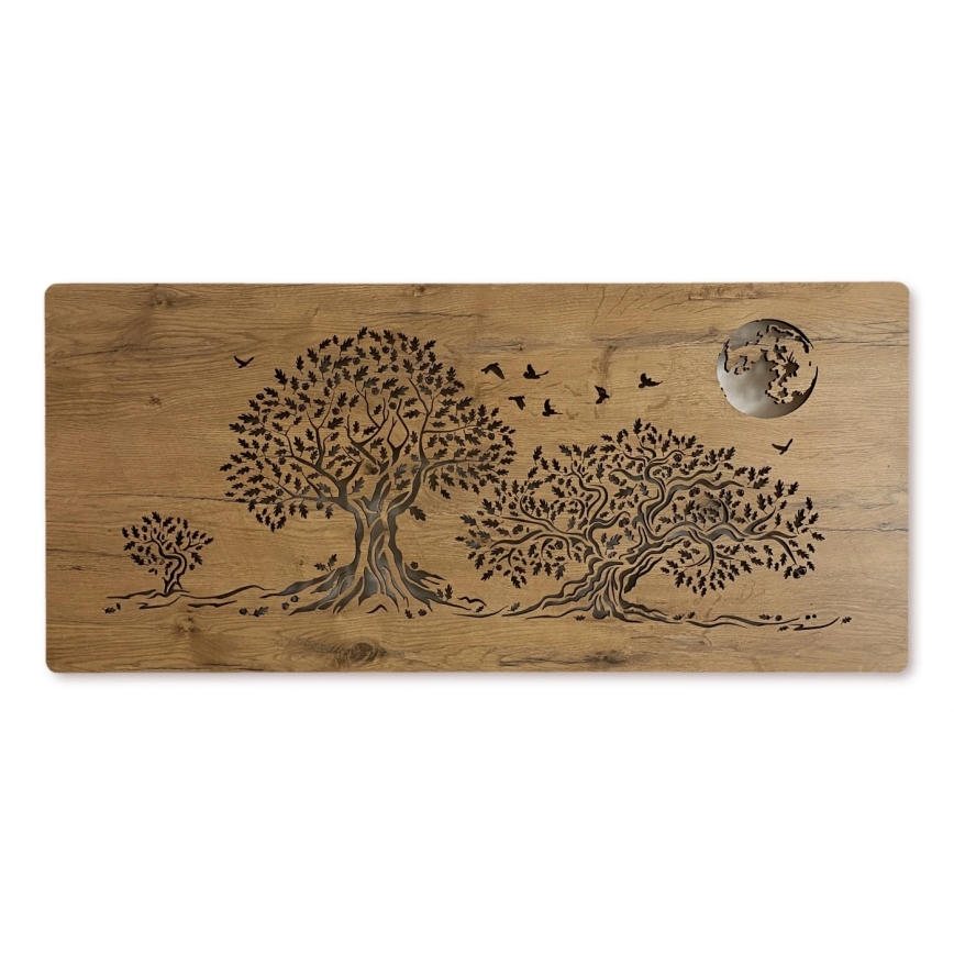 Li-Go 5042/DUB2 - Ρυθμιζόμενο επιτοίχιο διακοσμητικό φωτιστικό LED/24W/230V 110x50 cm βελανιδιά/Τρεις βελανιδιές και φεγγάρι