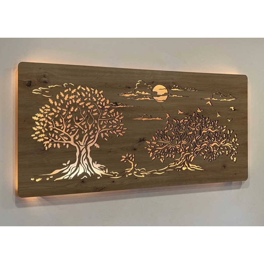 Li-Go 5307/DUB2 - LED Ρυθμιζόμενο επιτοίχιο διακοσμητικό φωτιστικό LED/24W/230V 120x60 cm δρυς/Τρεις βελανιδιές