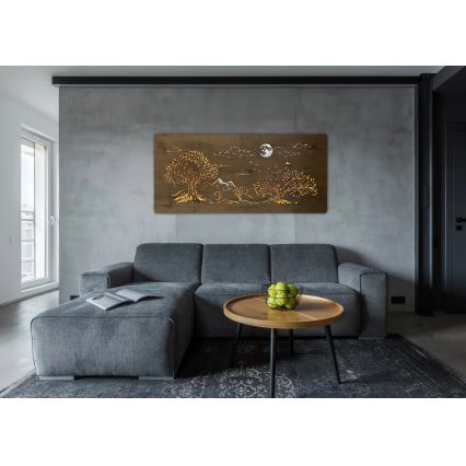 Li-Go 5478/DUB2 - Ρυθμιζόμενο επιτοίχιο διακοσμητικό LED / 24W / 230V / 130 x 60 εκ. / φινίρισμα δρυός / Τέσσερις βελανιδιές και σελήνη