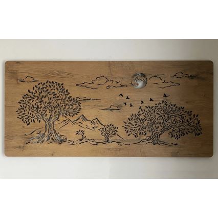 Li-Go 5478/DUB2 - Ρυθμιζόμενο επιτοίχιο διακοσμητικό LED / 24W / 230V / 130 x 60 εκ. / φινίρισμα δρυός / Τέσσερις βελανιδιές και σελήνη