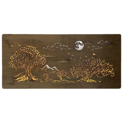 Li-Go 5478/DUB2 - Ρυθμιζόμενο επιτοίχιο διακοσμητικό LED / 24W / 230V / 130 x 60 εκ. / φινίρισμα δρυός / Τέσσερις βελανιδιές και σελήνη