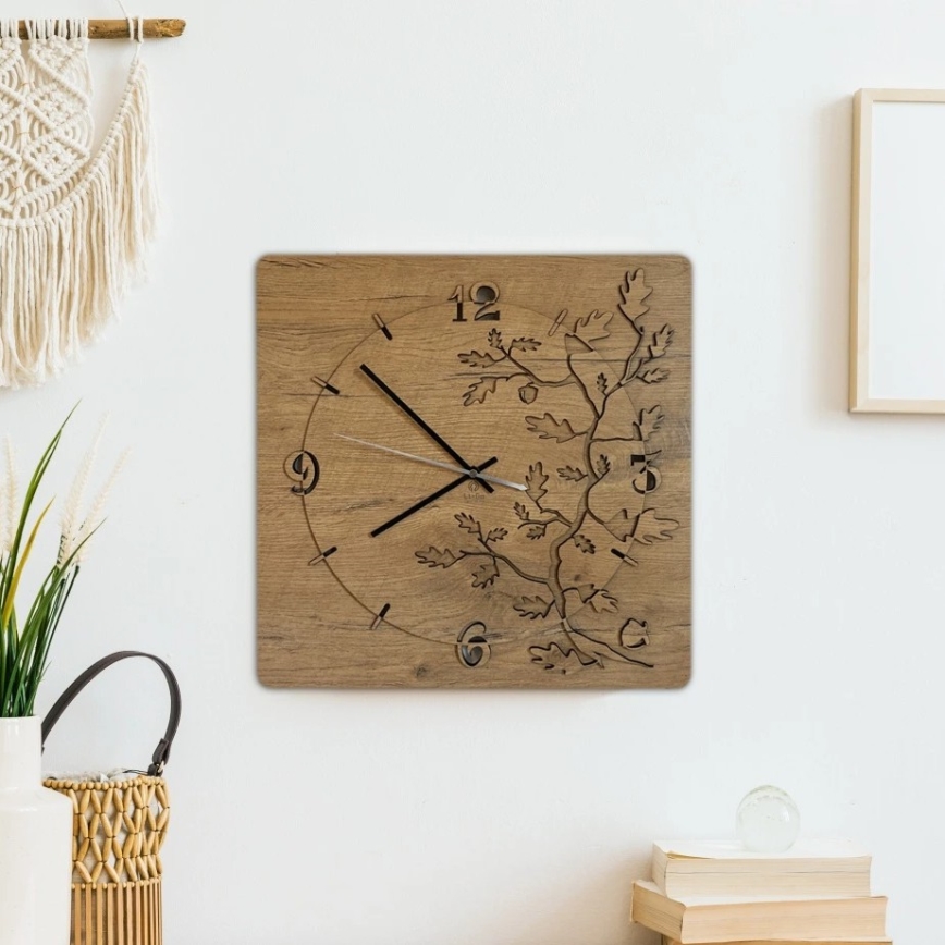 Li-Go 5499/DUB2 - Επιτοίχιο ρολόι, 1xAA, 40x40 εκ., δρυς