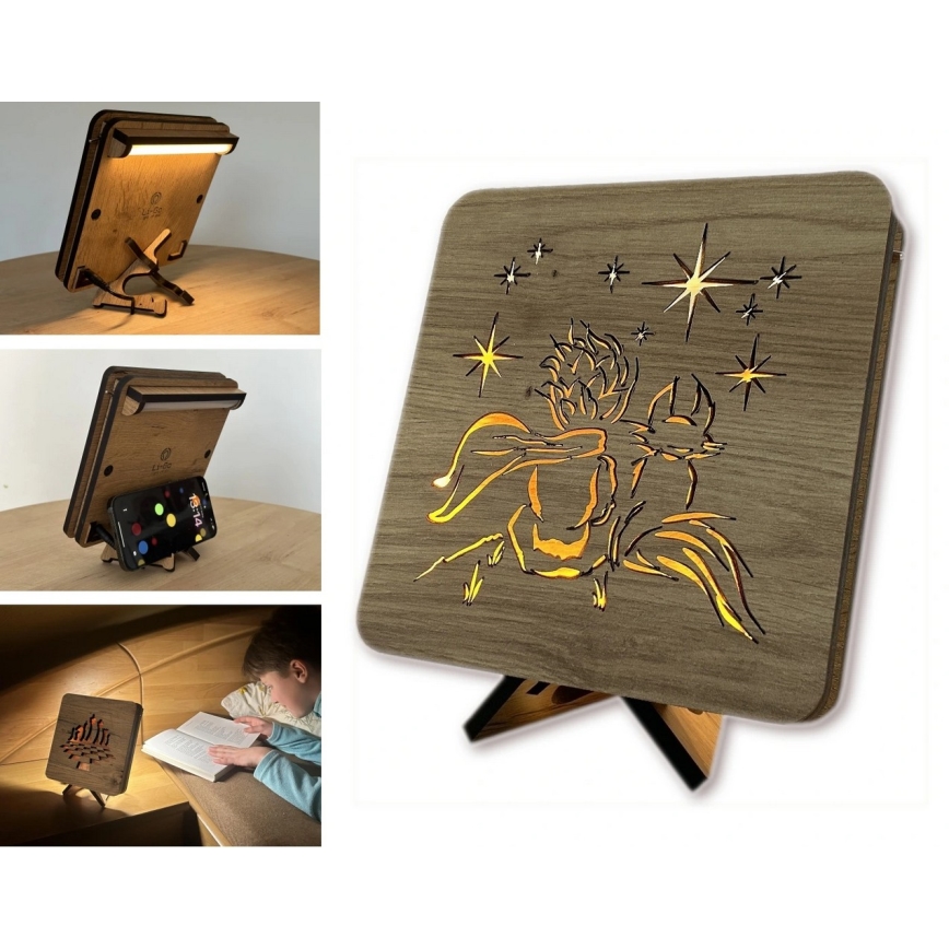 Li-Go 5788/DUB2 - LED επιτραπέζιο διακοσμητικό LED/12W/230V 19x19 cm δρυς/Μικρός Πρίγκιπας