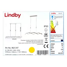 Lindby - LED Dimmable κρεμαστό φωτιστικό οροφής AURON 2xLED/12W/230V