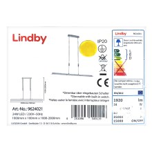 Lindby - LED Dimmable κρεμαστό φωτιστικό οροφής SLADJA LED/24W/230V