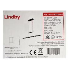 Lindby - LED Dimmable κρεμαστό φωτιστικό οροφής ράγα NAIARA 7xLED/4W/230V