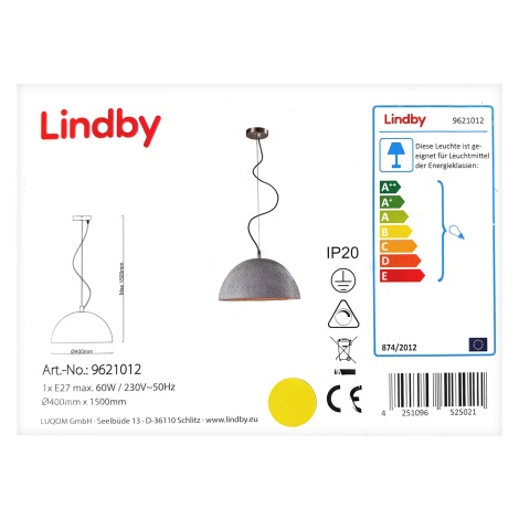 Lindby - LED RGBW Κρεμαστό φωτιστικό οροφής ντιμαριζόμενο CAROLLE 1xE27/10W/230V Wi-Fi Tuya