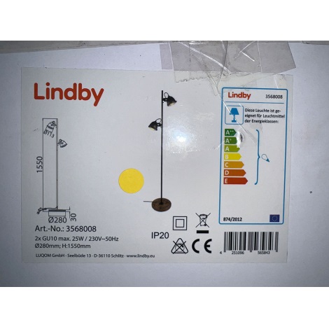 Lindby - Επιδαπέδια λάμπα SHILA 2xGU10/25W/230V