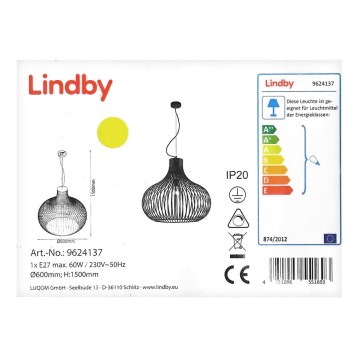 Lindby -  Κρεμαστό φωτιστικό οροφής FRANCES 1xE27/60W/230V