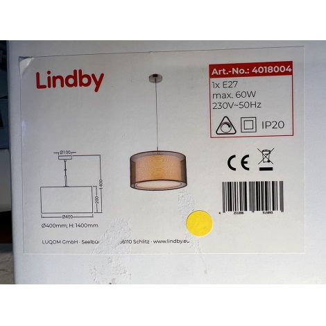 Lindby - Κρεμαστό φωτιστικό οροφής NICA 1xE27/60W/230V