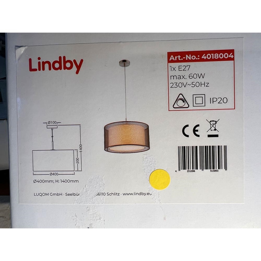 Lindby - Κρεμαστό φωτιστικό οροφής NICA 1xE27/60W/230V