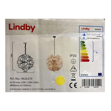 Lindby -Κρεμαστό φωτιστικό οροφής NUBALIKA 6xG9/33W/230V