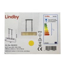 Lindby - -Κρεμαστό φωτιστικό οροφής ντιμαριζόμενο ράγα MARIAT 4xE27/60W/230V