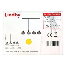 Lindby -Κρεμαστό φωτιστικό οροφής ράγα FRANCES 4xE27/60W/230V