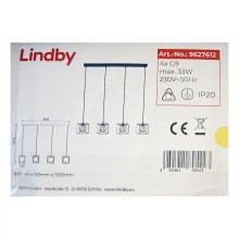 Lindby - Κρεμαστό φωτιστικό οροφής ράγα JOSIPA 4xG9/33W/230V