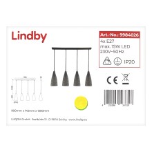 Lindby -Κρεμαστό φωτιστικό οροφής ράγα SANNE 4xE27/15W/230V