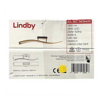 Lindby - Πλαφονιέρα οροφής LED ντιμαριζόμενη LARISA LED/28W/230V