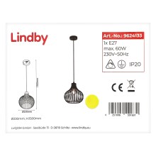 Lindby - Πολύφωτο με συρματόσχοινο FRANCES 1xE27/60W/230V