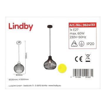 Lindby - Πολύφωτο με συρματόσχοινο FRANCES 1xE27/60W/230V