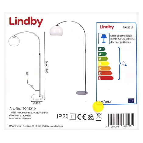 Lindby - Φωτιστικό δαπέδου SVERI 1xE27/60W/230V
