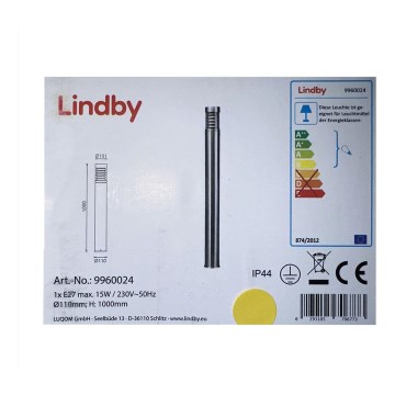 Lindby - Φωτιστικό εξωτερικού χώρου ENJA 1xE27/15W/230V IP44