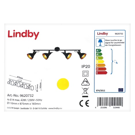 Lindby - Φωτιστικό σποτ JULIN 4xE14/40W/230V