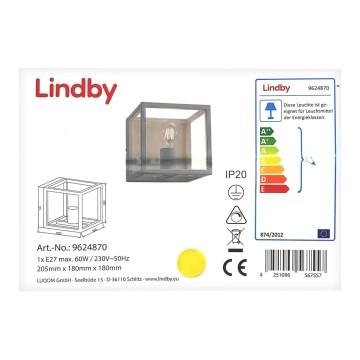 Lindby - Φωτιστικό τοίχου MERON 1xE27/60W/230V