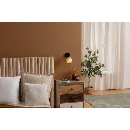 LIO 1xE27/25W/230V bambus - Ατμόσφαιρα - Τοίχου σποτ φωτιστικό