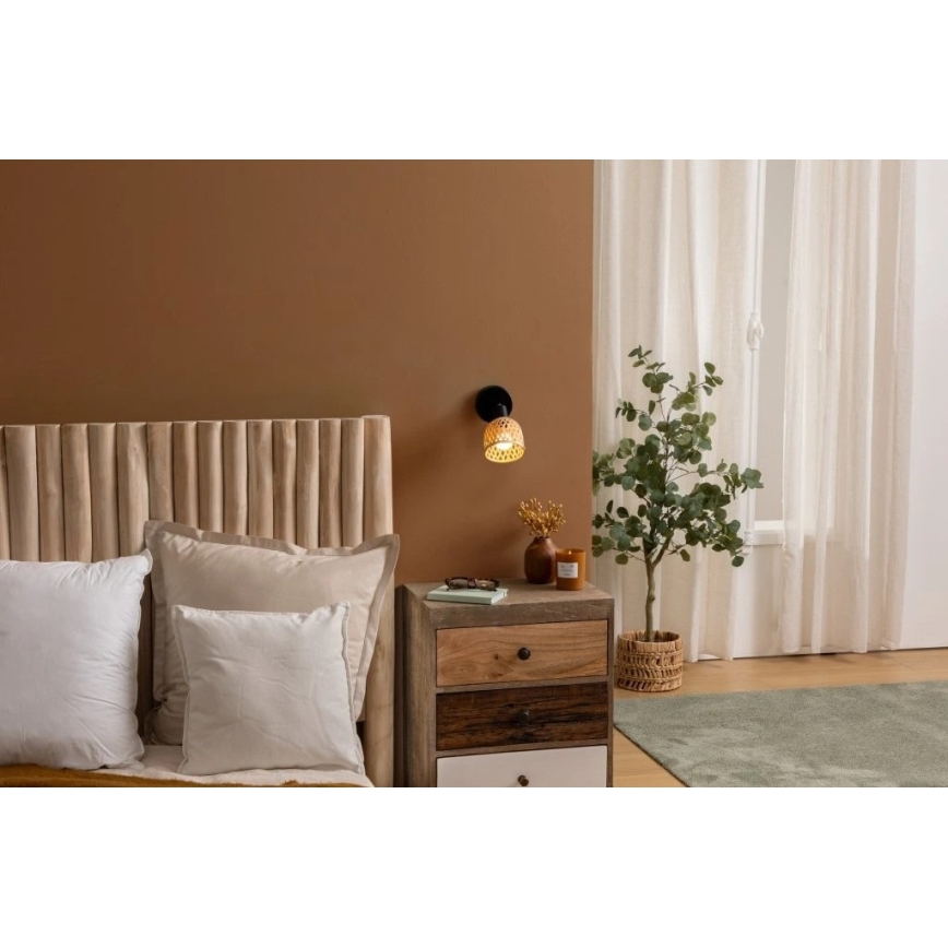 LIO 1xE27/25W/230V bambus - Ατμόσφαιρα - Τοίχου σποτ φωτιστικό