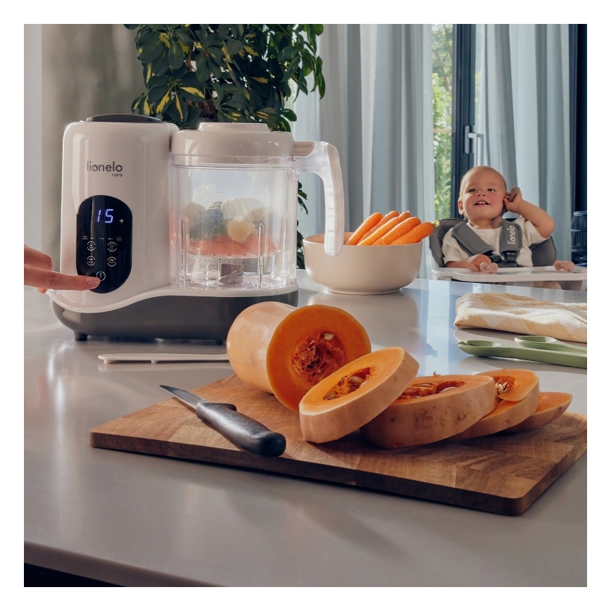 Lionelo - Ατμομάγειρας 5 σε 1 BABYMENU 110W/230V λευκό/γκρι
