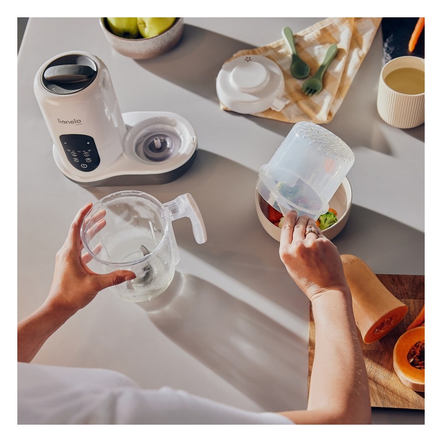 Lionelo - Ατμομάγειρας 5 σε 1 BABYMENU 110W/230V λευκό/γκρι