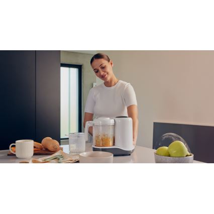 Lionelo - Ατμομάγειρας 5 σε 1 BABYMENU 110W/230V λευκό/γκρι