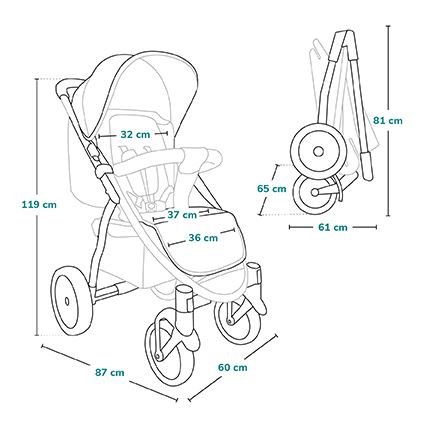 Lionelo - Αθλητικό παιδικό καρότσι ANNET TOUR μαύρο/πράσινο
