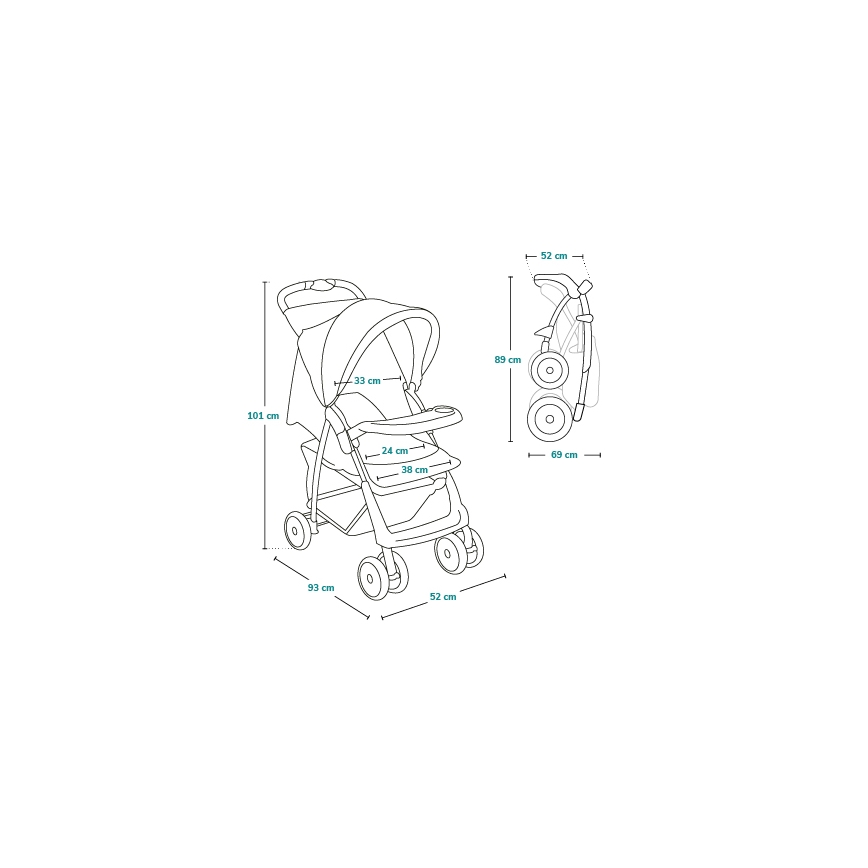 Lionelo - Αθλητικό παιδικό καρότσι EMMA PLUS πράσινο/μαύρο
