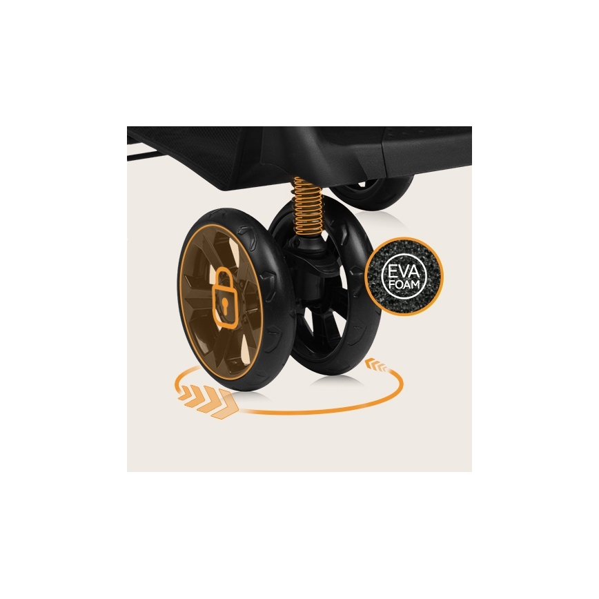 Lionelo - Αθλητικό παιδικό καρότσι EMMA PLUS μπεζ/μαύρο