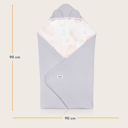 Lionelo - Φάσκιωμα για παιδικό κάθισμα TRAVEL SWADDLE 90x90 cm, Γκρι (Balloon)