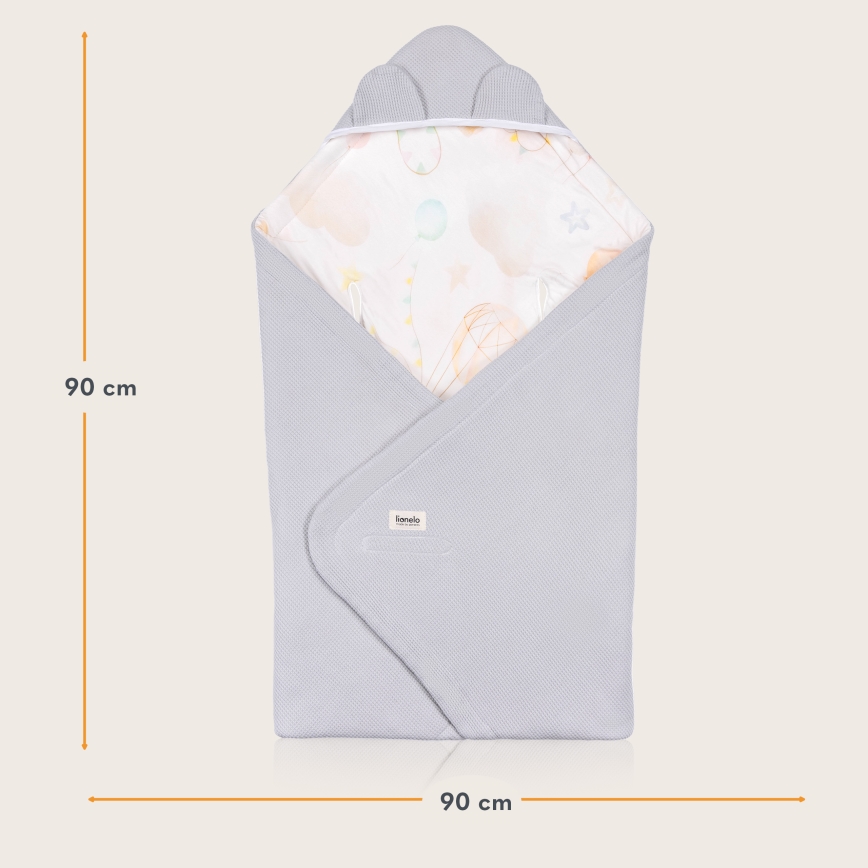 Lionelo - Φάσκιωμα για παιδικό κάθισμα TRAVEL SWADDLE 90x90 cm, Γκρι (Balloon)