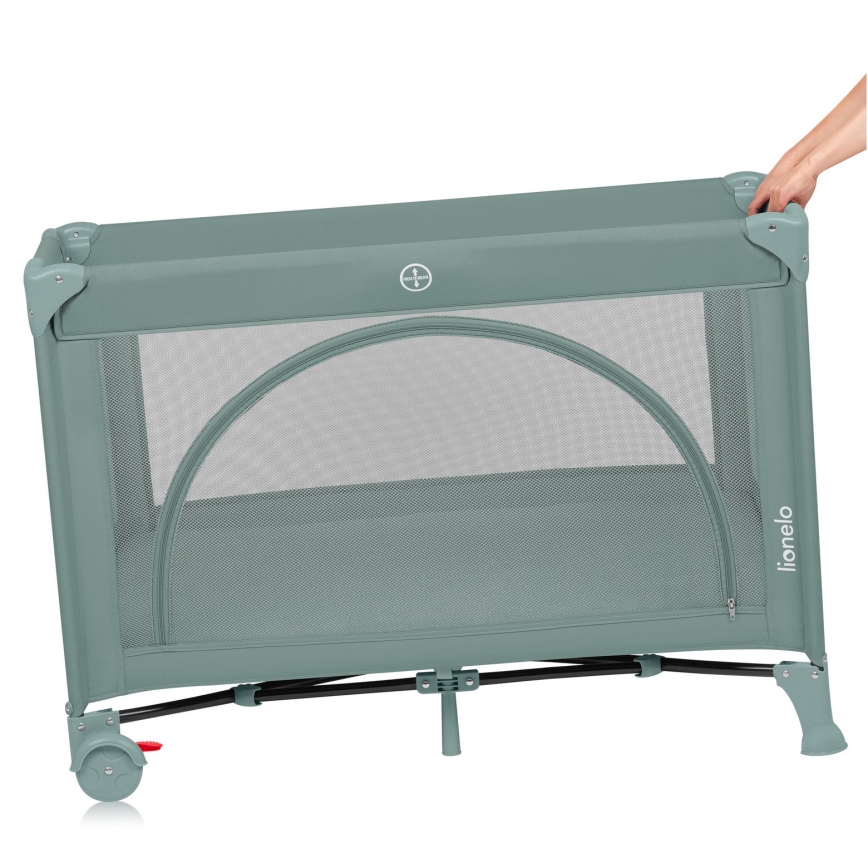 Lionelo - Φορητή ταξιδιωτική κούνια LAURA σε χρώμα φασκόμηλου