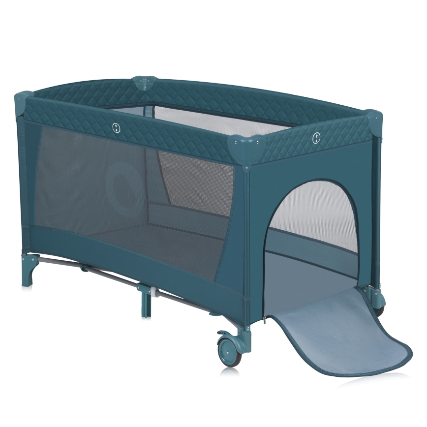 Lionelo - Φορητό κρεβατάκι ταξιδιού FLOWER Πράσινο Τιρκουάζ