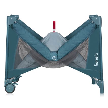 Lionelo - Φορητό κρεβατάκι ταξιδιού FLOWER Πράσινο Τιρκουάζ