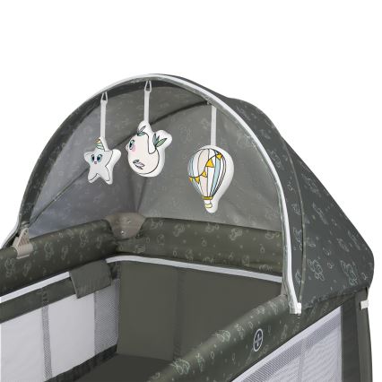 Lionelo - Φορητό παρκοκρέβατο SVEN PLUS Μπεζ/Ελιά