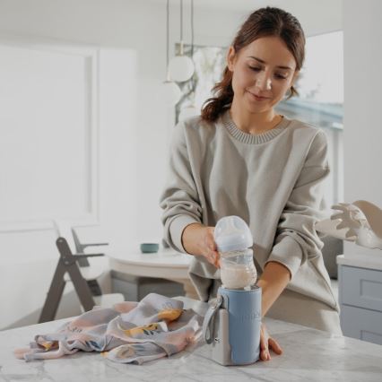 Lionelo - Φορητός επαναφορτιζόμενος θερμαντήρας μπιμπερό THERMUP GO PLUS 10W/5V μπλε/γκρι