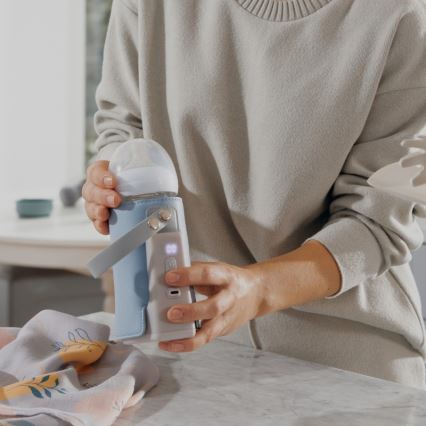 Lionelo - Φορητός επαναφορτιζόμενος θερμαντήρας μπιμπερό THERMUP GO PLUS 10W/5V μπλε/γκρι