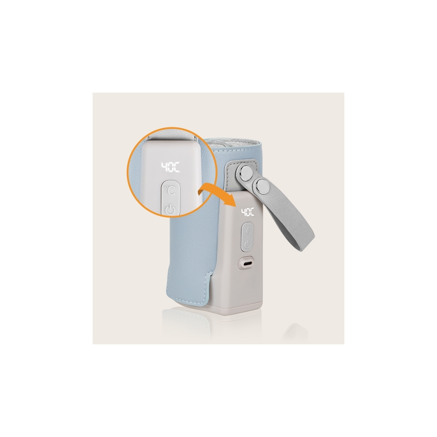 Lionelo - Φορητός επαναφορτιζόμενος θερμαντήρας μπιμπερό THERMUP GO PLUS 10W/5V μπλε/γκρι