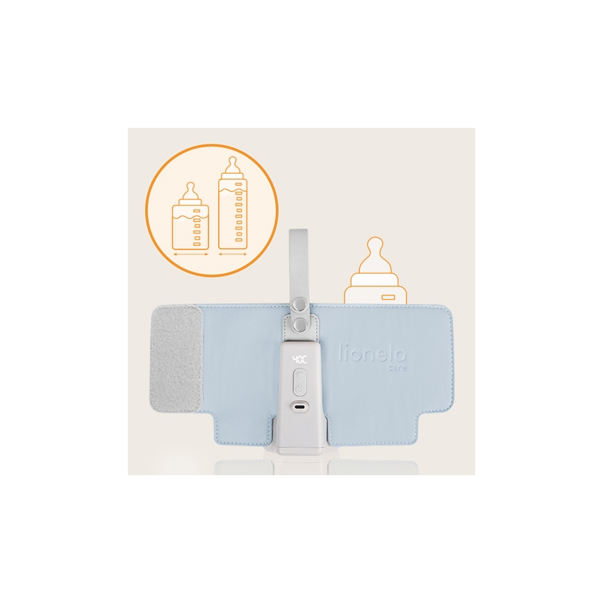 Lionelo - Φορητός επαναφορτιζόμενος θερμαντήρας μπιμπερό THERMUP GO PLUS 10W/5V μπλε/γκρι