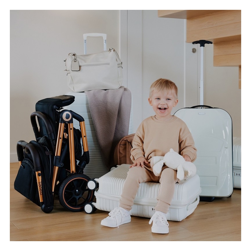 Lionelo - Καροτσάκι CLOE μαύρο/χρυσό